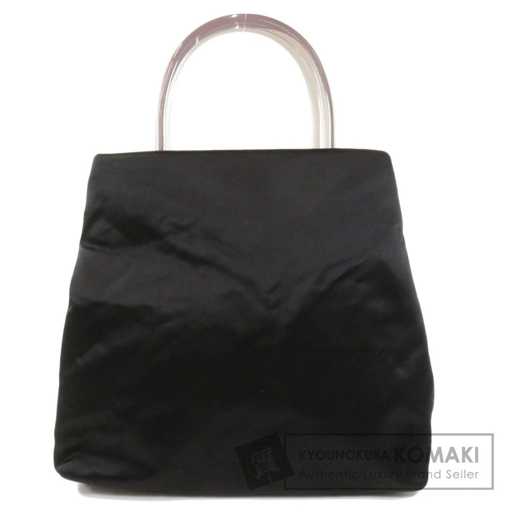 Prada Raso satin tote bag distinctive clear lucite Black